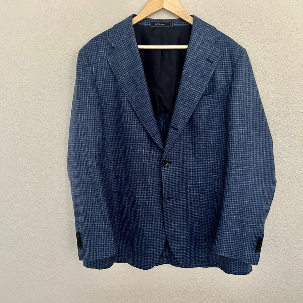 Suitsupply Mid Blue Check/Houndstooth Jacket size 44R
